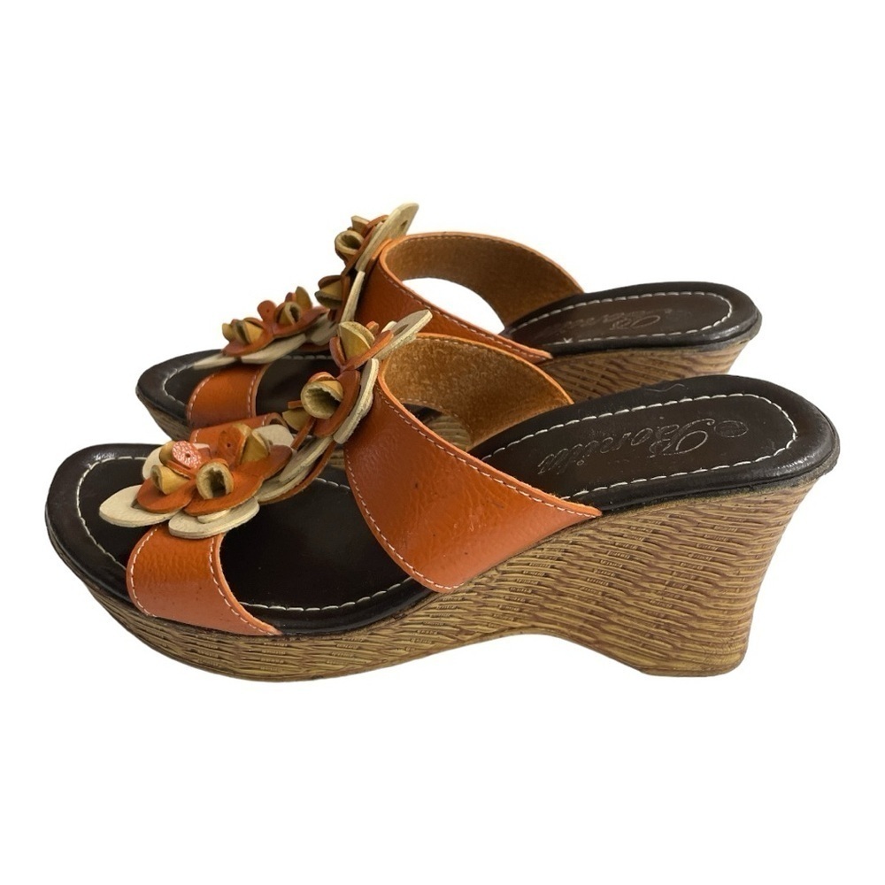 Bonita sandals slide peep toe wedge shoes low heels size 7